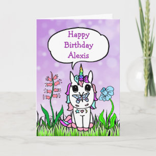 Aangepaste Unicorn Birthday-kaart Kaart