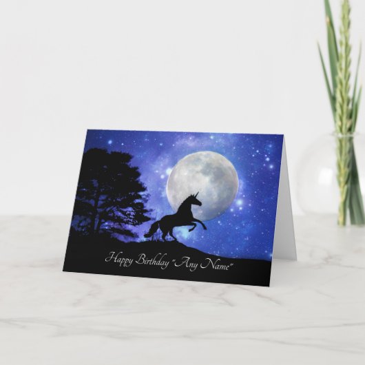 Aangepaste Unicorn Birthday Kaart met elke naam (Voorkant)