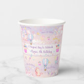 Aangepaste Unicorn Birthday Papieren Bekers (Voorkant)