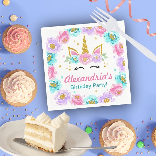 Aangepaste Unicorn Birthday Servet