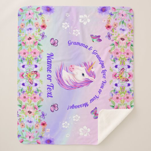 Aangepaste Unicorn Blankets, Rainboegkleuren Sherpa Deken (Voorkant)