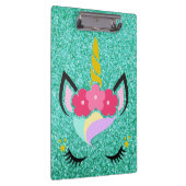 Aangepaste Unicorn Blauwgroen Glitter Clip Board Klembord (Rechts)