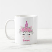 Aangepaste Unicorn Coffee-Mok met roze naam Koffiemok (Links)