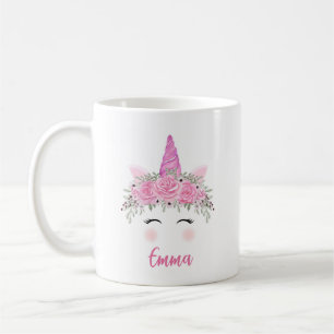 Aangepaste Unicorn Coffee-Mok met roze naam Koffiemok
