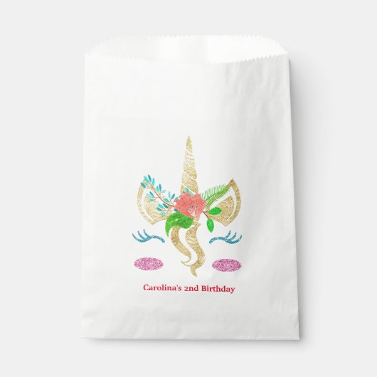 Aangepaste Unicorn Face Favor Bag Bedankzakje (Voorkant)