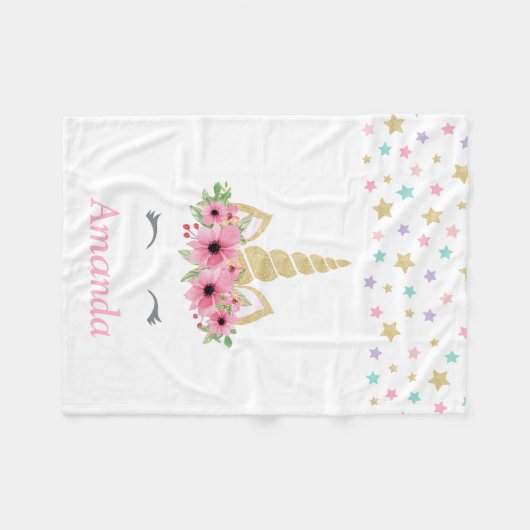 Aangepaste Unicorn Fleece Blanket Deken (Voorkant (Horizontaal))