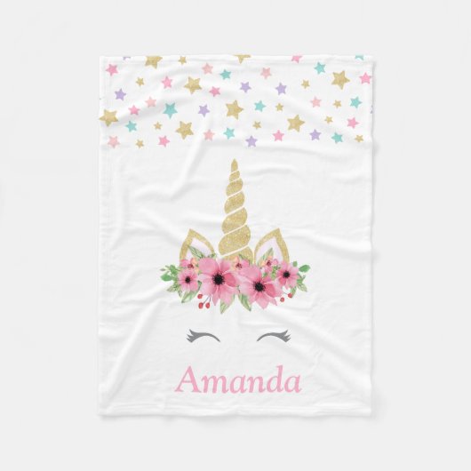 Aangepaste Unicorn Fleece Blanket Deken (Voorkant)