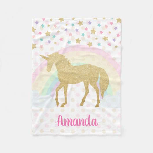 Aangepaste Unicorn Fleece Blanket Deken (Voorkant)