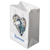 Aangepaste Unicorn Heart Medium Gift Bag Cadeauzakje (Voorkant Gekanteld)