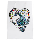 Aangepaste Unicorn Heart Medium Gift Bag Cadeauzakje (Achterkant)