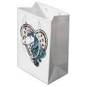 Aangepaste Unicorn Heart Medium Gift Bag Cadeauzakje (Achterkant Gekanteld)