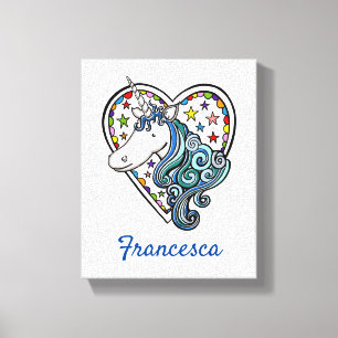 Aangepaste Unicorn Heart Stretched Canvas Afdrukke Afdruk
