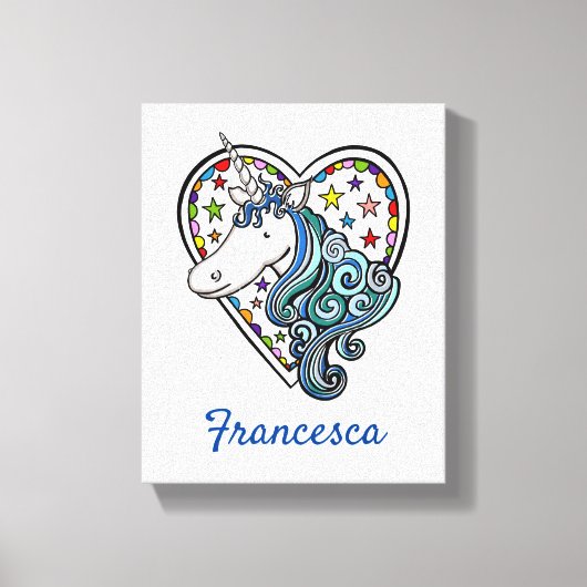 Aangepaste Unicorn Heart Stretched Canvas Afdrukke Afdruk (Voorkant)