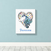 Aangepaste Unicorn Heart Stretched Canvas Afdrukke Afdruk (Insitu (Houten vloer))