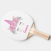 Aangepaste Unicorn met roze naam Tafeltennisbatje (Zijkant)