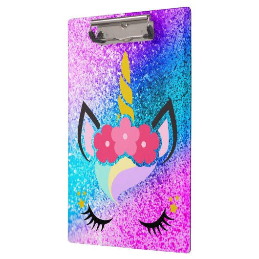Aangepaste Unicorn Ombre Glitter Clip Board Klembord (Links)