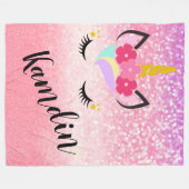 Aangepaste Unicorn Ombre Glitter Fleece Throw (Voorkant (Horizontaal))