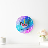Aangepaste Unicorn Ombre Glitter Wall Clock Ronde Klok (Huis)