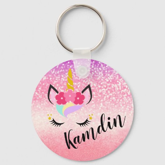 Aangepaste Unicorn Ombre Sleutelhanger Zipper Pull (Voorkant)