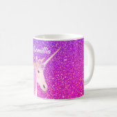 Aangepaste Unicorn Paars roze glitter Magical Koffiemok (Voorkant rechts)