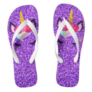 Aangepaste Unicorn Purp Glitter Flipflop Sandalen Teenslippers