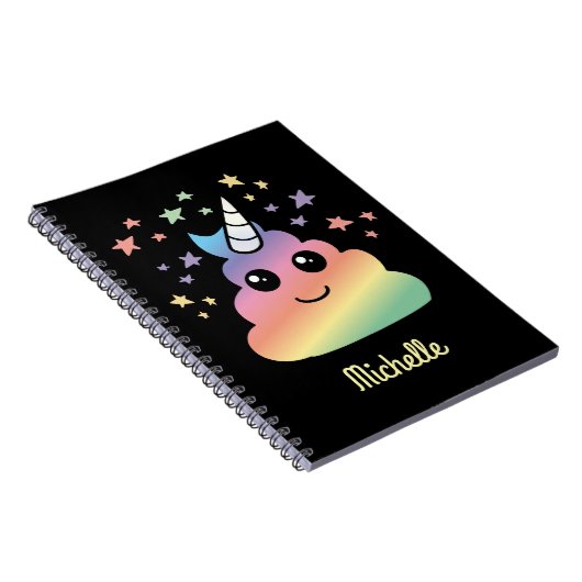 Aangepaste Unicorn Rainbow Poop Emoji Kawaii Notitieboek (Rechterzijde)
