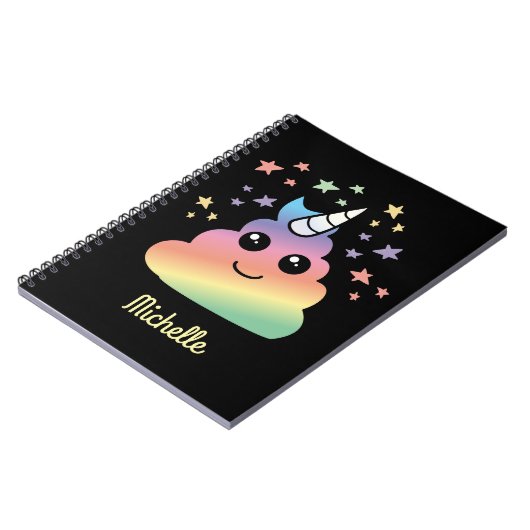 Aangepaste Unicorn Rainbow Poop Emoji Kawaii Notitieboek (Linkerzijde)