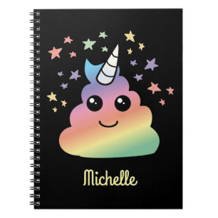 Aangepaste Unicorn Rainbow Poop Emoji Kawaii Notitieboek