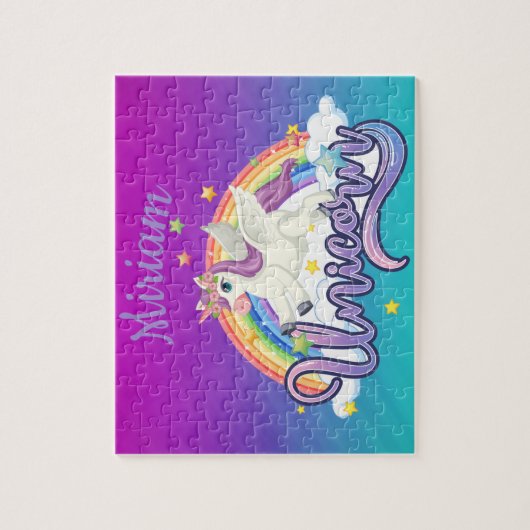 Aangepaste Unicorn regenboog Aangepaste Jigzaag Pu Legpuzzel (Verticaal)