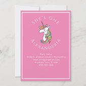 Aangepaste Unicorn regenboogroze Gi 1 verjaardag Kaart (Voorkant)
