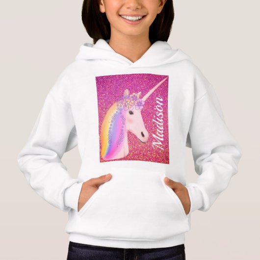 Aangepaste Unicorn regenboogroze glitter Sparkles (Voorkant)