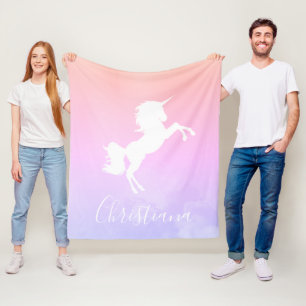 Aangepaste Unicorn roze tot Paarse stijlvolle blan Fleece Deken