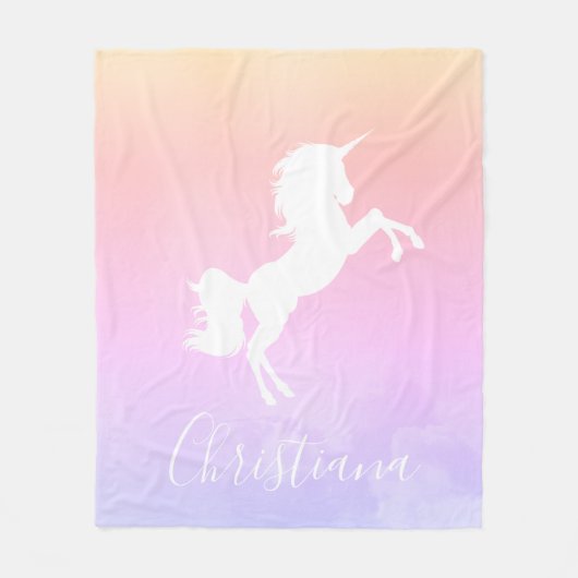Aangepaste Unicorn roze tot Paarse stijlvolle blan Fleece Deken (Voorkant)