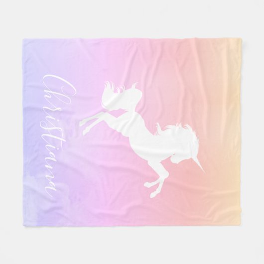 Aangepaste Unicorn roze tot Paarse stijlvolle blan Fleece Deken (Voorkant (Horizontaal))