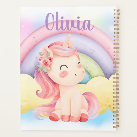 Aangepaste Unicorn Spiral Planner – Persoonlijk Ca (Achterkant)