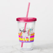 Aangepaste Unicorn-trommel met stro Acryl Drinkbeker (Achterkant)