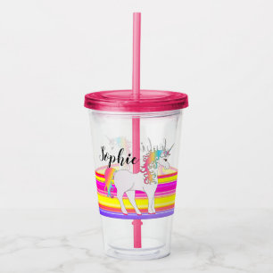 Aangepaste Unicorn-trommel met stro Acryl Drinkbeker