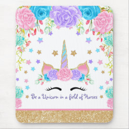 Aangepaste Unicorn Waterverf bloem Muismat