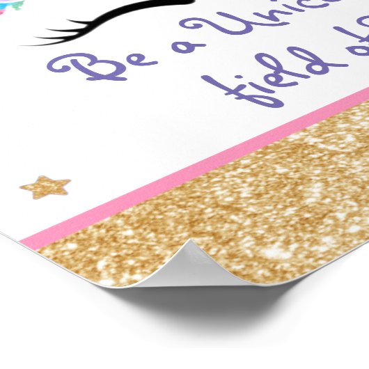 Aangepaste Unicorn Waterverf bloem Poster (Hoek)