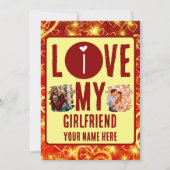 Aangepaste unieke 2 foto collage Ik hou van mijn v Feestdagenkaart (Voorkant)