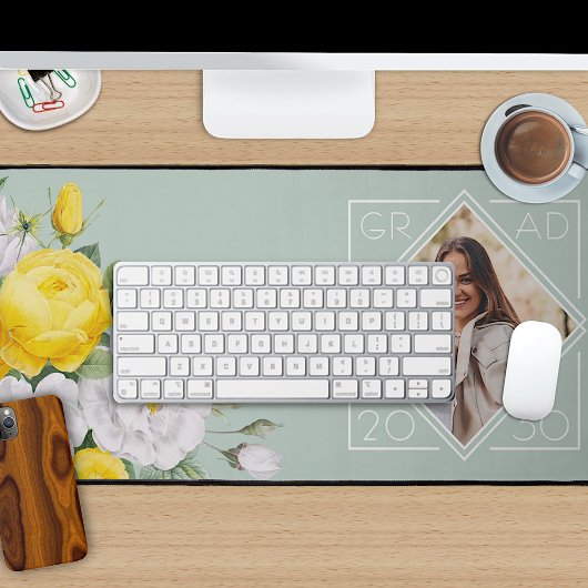 Aangepaste unieke Afstuderen foto Keepsake Floral Bureaumat