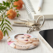 Aangepaste, unieke Baby-fotonaam Sleutelhanger (Zijkant)