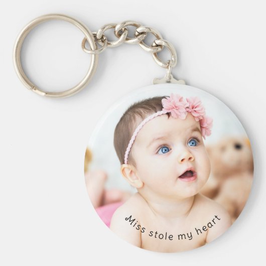 Aangepaste, unieke Baby-fotonaam Sleutelhanger (Voorkant)