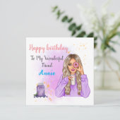 Aangepaste unieke Birthday-Kaart voor vriend Feestdagenkaart (Staand voorkant)