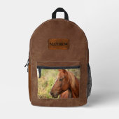 Aangepaste unieke combinatie Bruin paard en leer Bedrukte Rugzak (Voorkant)