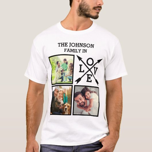 Aangepaste unieke familie in liefdesfotocollage t-shirt (Voorkant)