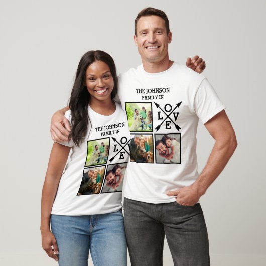 Aangepaste unieke familie in liefdesfotocollage t-shirt (Unisex)