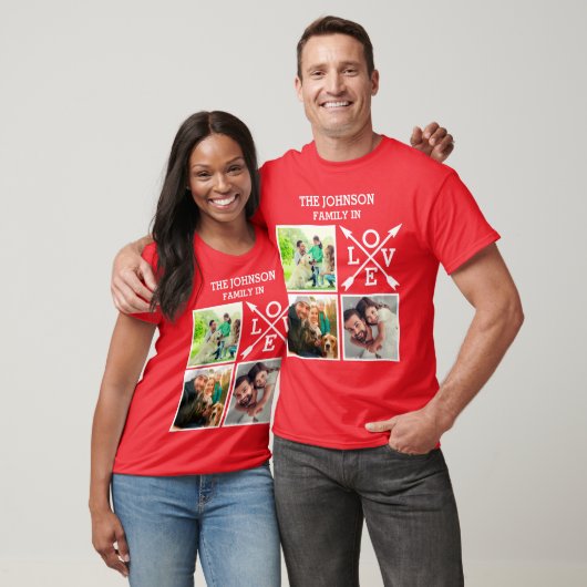 Aangepaste unieke familie in liefdesfotocollage t-shirt (Unisex)