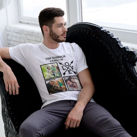 Aangepaste unieke familie in liefdesfotocollage t-shirt