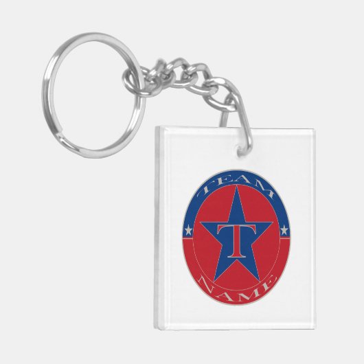 Aangepaste unieke gepersonaliseerde teamnaam sleutelhanger (Voorkant Links)